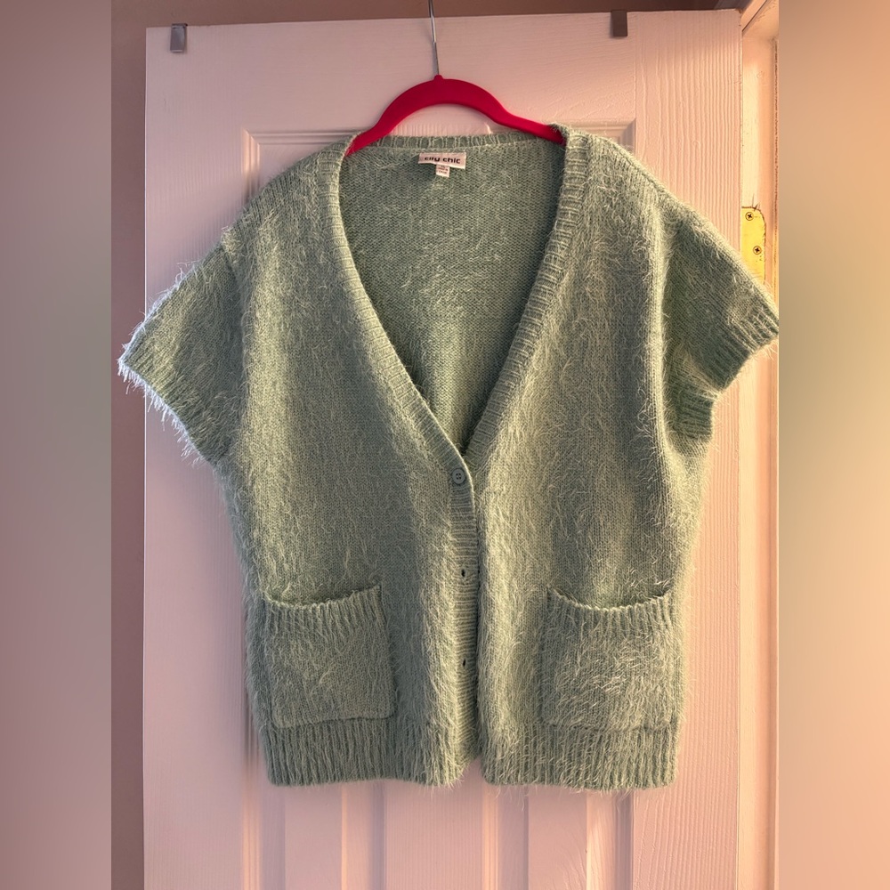 City Chic Soft Green Cardigan Sweater
